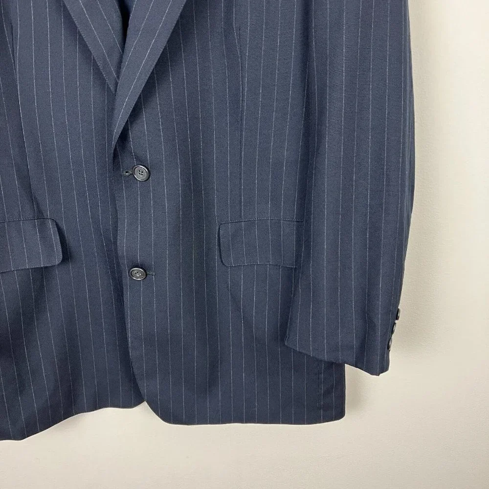 Brooks Brothers Blazer Jacket Sport Coat Mens 41L Blue Pinstripe Wool Brooksease